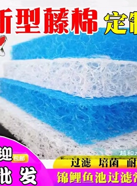 藤棉过滤棉生化棉纯蓝白色鱼池过滤滕棉培菌加厚生化毡耐用 特价