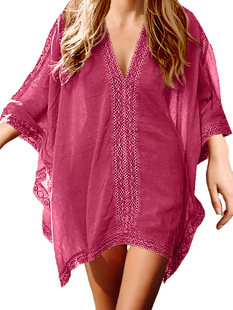 beach patchwork lace 休闲宽松花边拼接沙滩罩衫 cover Loose
