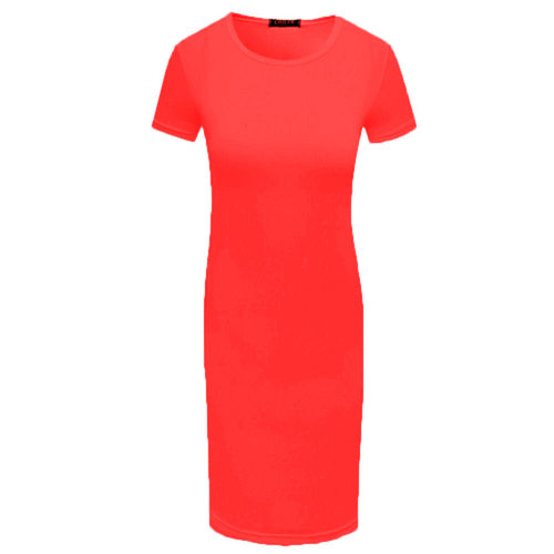 Solid color new short-sleeved dress       纯色新款短袖连衣裙