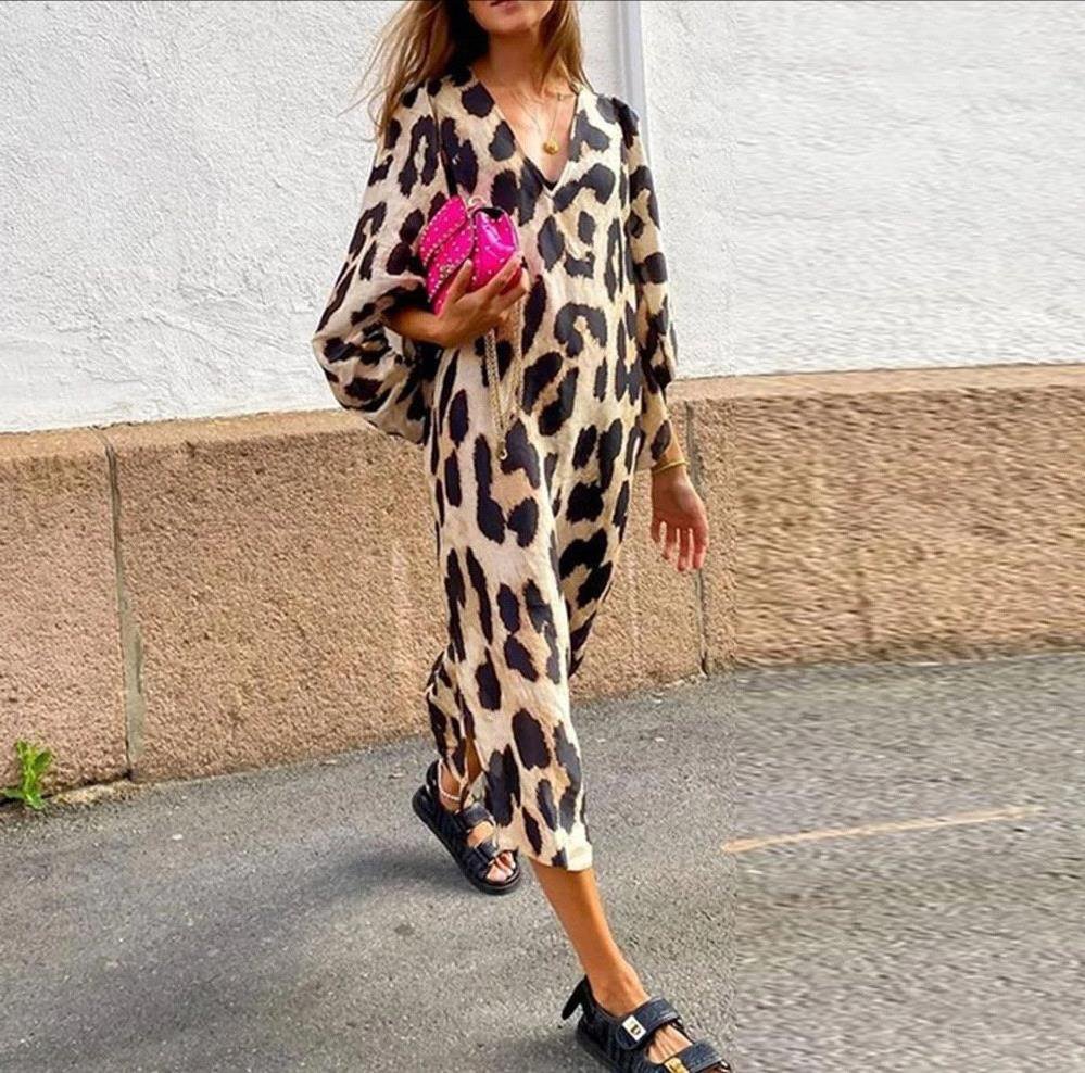 Loose casual leopard print dress   性感宽松休闲豹纹连衣裙