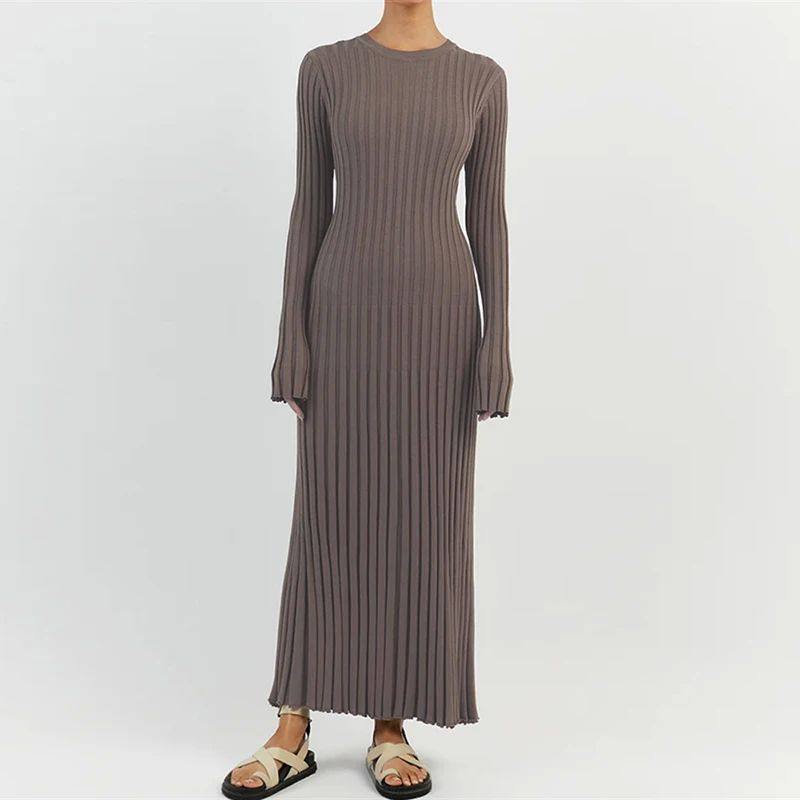 秋冬修身纯色喇叭袖针织长裙女  Horn sleeve knitted long skirt,女装/女士精品,连衣裙,淘宝优惠券,粉丝福利购,淘宝优惠卷