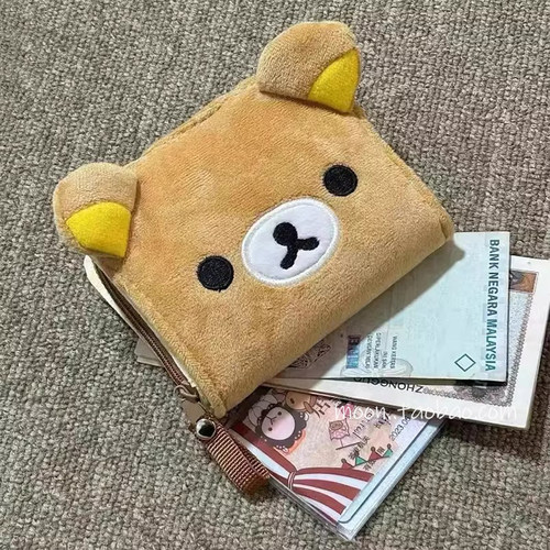 小红书同款轻松熊零钱包立体化妆包高颜值随身便携卡包毛绒收纳包