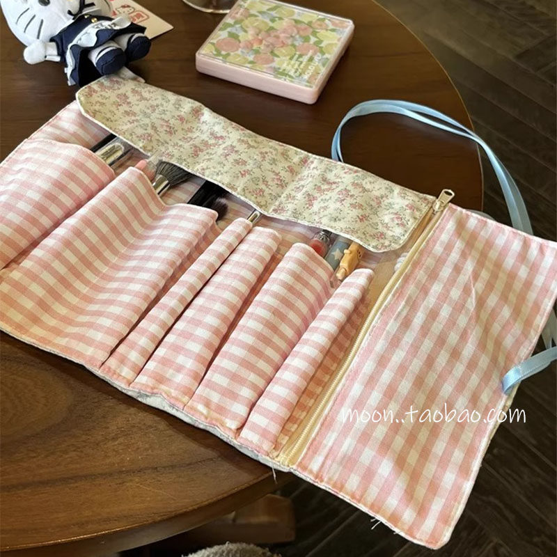 韩系小碎花卷袋化妆刷收纳包便携外出旅行新款化妆包大容量收纳袋,收纳整理,化妆包,淘宝优惠券,粉丝福利购,淘宝优惠卷