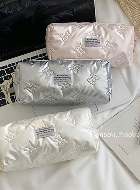 韩国ins风pu蝴蝶结笔袋2025新款女文具袋大容量收纳包学生铅笔盒