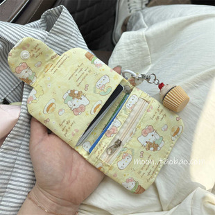 新款猫咪可挂件小羊卡包多层零钱包帆布耳机包收纳包随身包小包