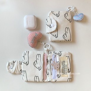 新款可爱兔子可挂件小清新卡包多层卡包零钱包耳机包收纳包随身包