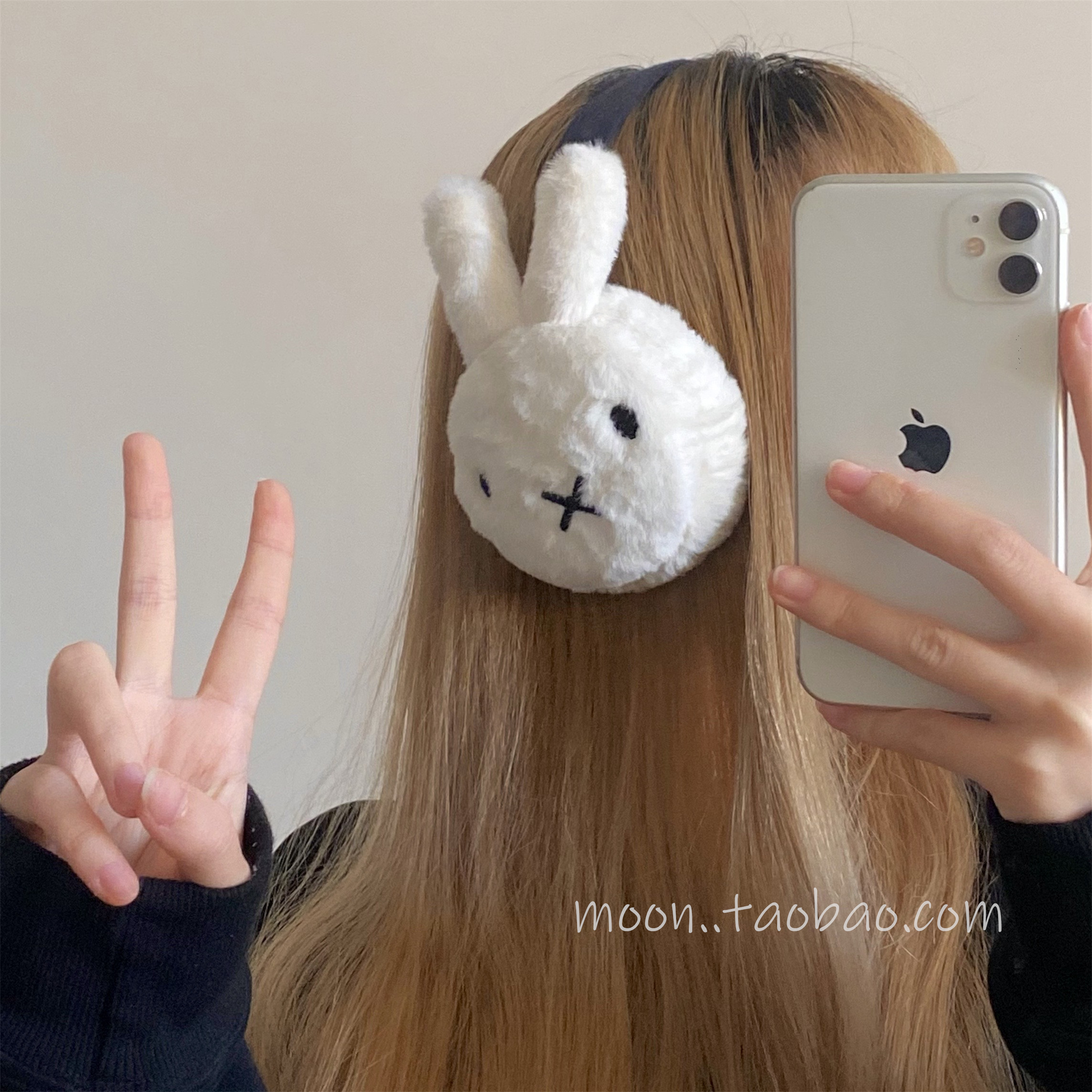 毛绒耳罩可爱小兔子女生护耳保暖防冻冬季儿童骑行耳套耳捂加绒