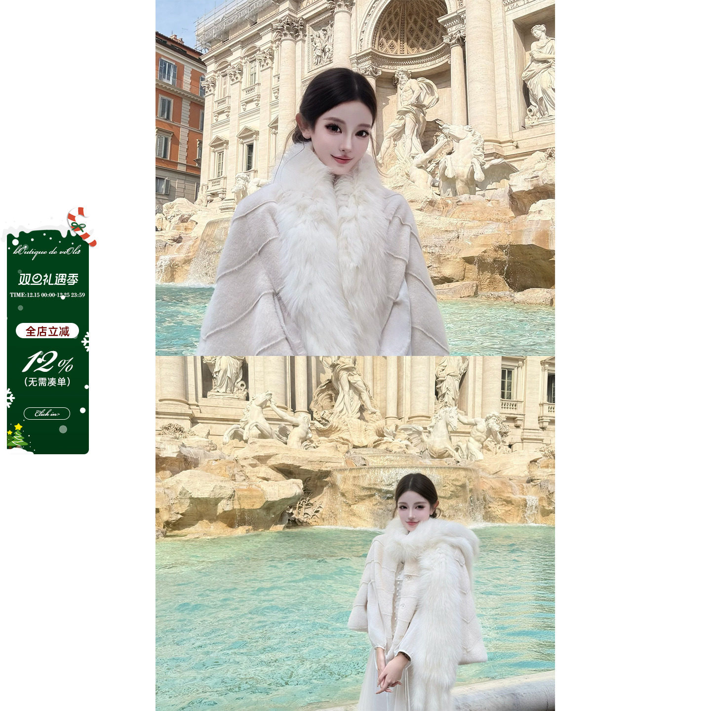 viola【韩女冬日】 巨像貂的环保毛！手感无敌顺滑斗篷外套温柔