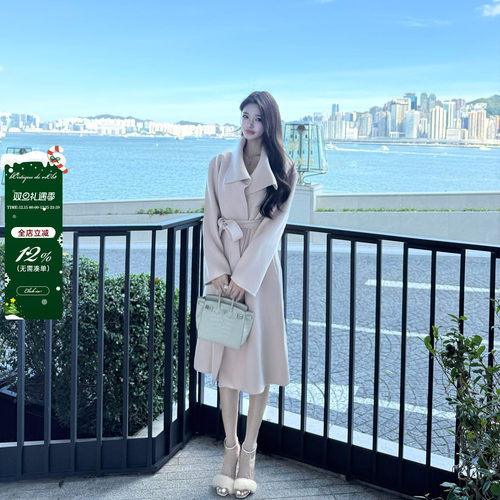 viola【Amber系列】定染樱落粉100澳毛Du家高版纯欲少女大衣外套