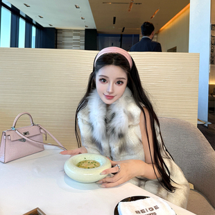 viola【龙猫精灵】baby獭兔稀有卡布奇诺色拼接山猫领皮草马甲