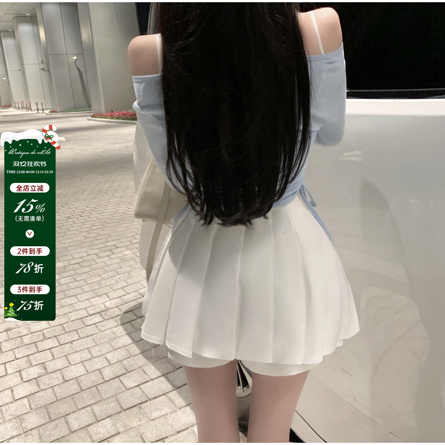 viola 【漫画腿养成记】人手囤！白色百褶裙两色性感辣妹超短裙女