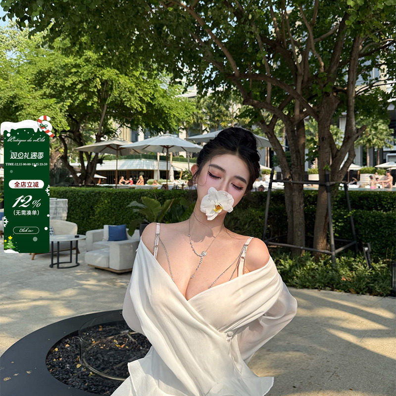 【现货】viola【月白莲】白月光茶艺立体玫瑰mira*e衬衫连衣裙