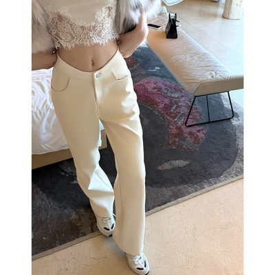 现货  viola【封神皮裤】好看疯了版型无敌nb蛋白pu加绒皮裤显瘦