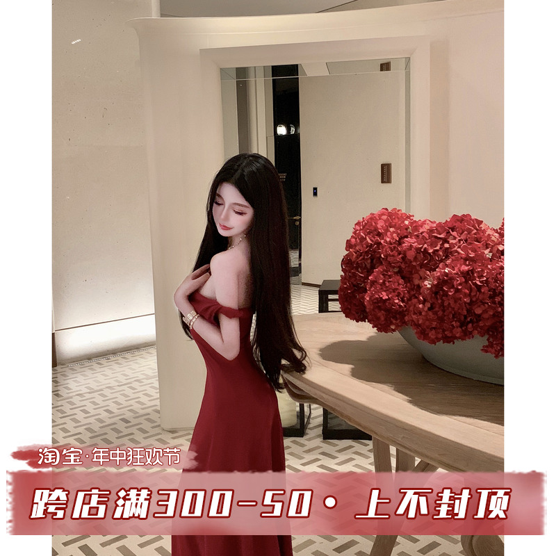 viola【歌剧红玫瑰】微醺酒红 手工扭结肩带V领垂坠感吊带连衣裙 女装/女士精品 连衣裙 原图主图