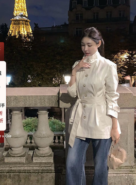 viola【韩女老钱】lap*la进口100棉yb面料高智感立领风衣