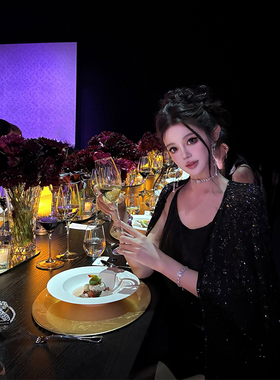 viola【闪闪人生】小香定制yb紫亮片特种纱线针织开衫半身裙套装