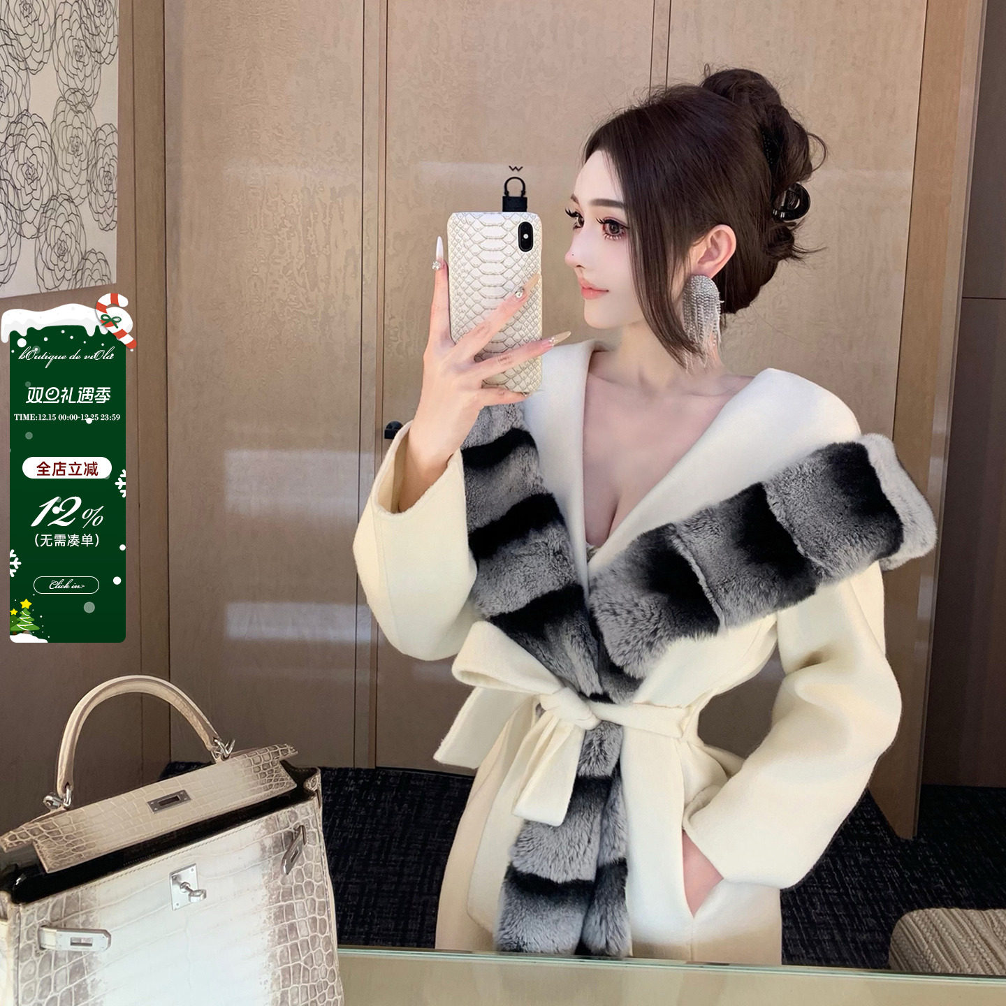 viola 涩谷老钱】天生贵气龙猫2.0高奢拼接连帽双面羊毛大衣女