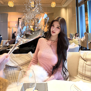 viola【小巴曲线】bal*m显身材天花板 细闪老花两色针织连衣裙