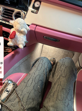 viola【满天星河】Blu*mar重工系列 越夜越美 烫钻直筒做旧牛仔裤