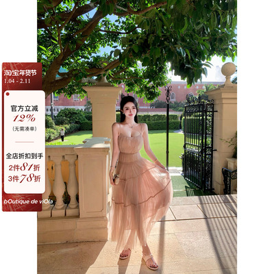 九米奢侈用料手工编织吊带裙