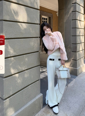 viola【Coco针织裤】Chane*25N滑雪季羊毛双拼色神级垂垂裤休闲裤