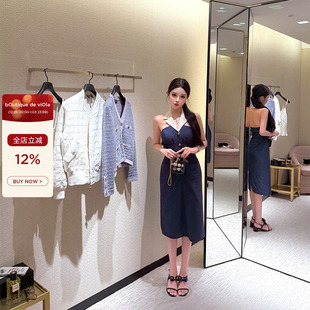 中古香裙 私服定制拼接西装 Chan VTG 领牛仔连衣裙 viola