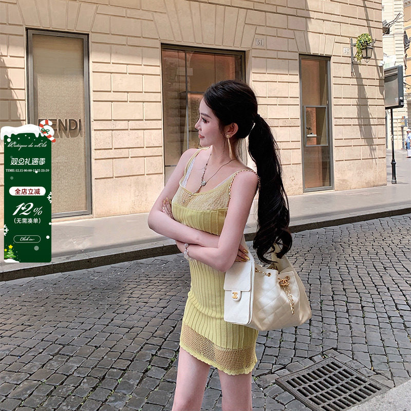 viola【青提茉莉】法式纯情 Vintage手工镂空针织 蕾丝背心套装