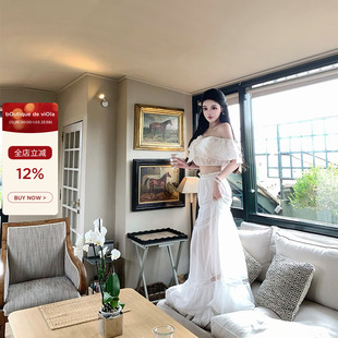 白色上衣定制提花蝴蝶结半身裙套装 vtg私服 白昼女主 viola