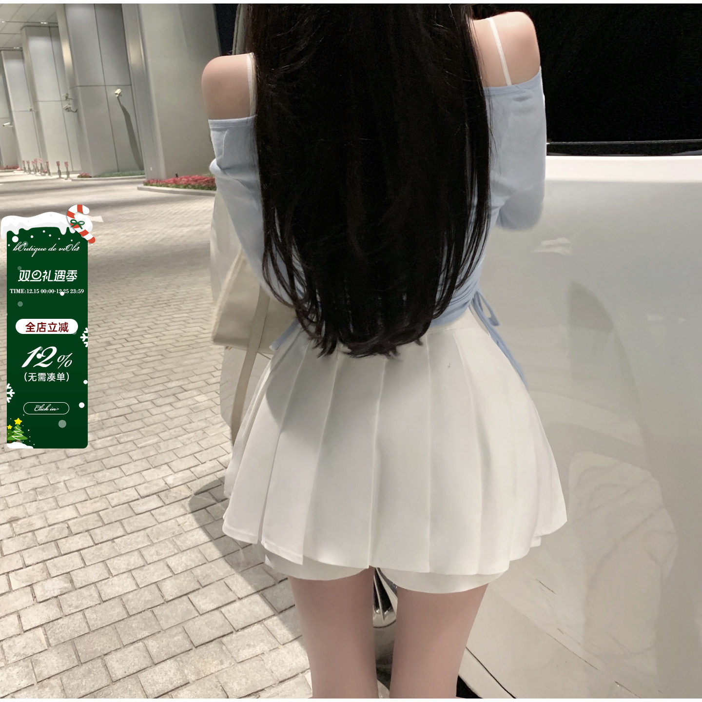 viola 【漫画腿养成记】人手囤！白色百褶裙两色性感辣妹超短裙女