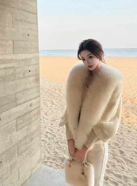 viola【雪国公主】白雪浪漫 高级感紫标级白色水貂狐狸毛皮草外套