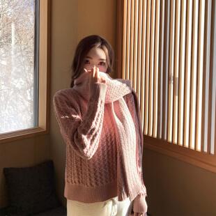 viola【冬日织梦】一眼就爱上Lo*Pia*粗织毛衣围巾套装温柔慵懒风