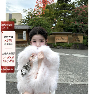 viola【糖果雪狐】 saga级进口皮奶fufu定染色狐狸毛皮草外套气质