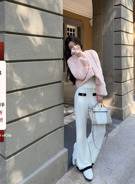 viola【Coco针织裤】Chane*25N滑雪季羊毛双拼色神级垂垂裤休闲裤