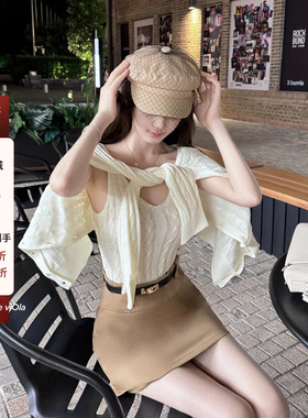 viola【英区学姐】Ralp* Laur*n显瘦背心复古优雅开衫休闲套装女