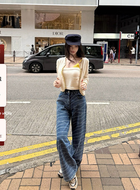 【现货】viola【珍珠贝母】香珍珠革命改良显瘦显高版牛仔阔腿裤