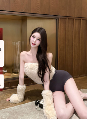 viola【冰岛雪兔 改了三次巨显瘦版型草兔编织皮草抹胸袖套贵妇