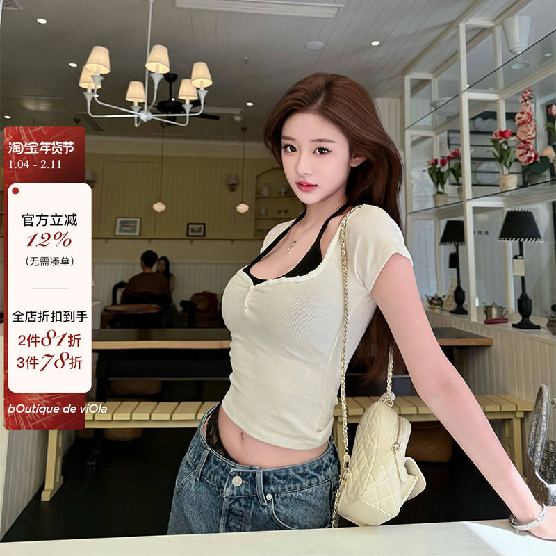 viola【少女滤镜】值得囤！拒绝不了的大奶短袖套装纯欲T恤吊带,女装/女士精品,T恤,淘宝优惠券,粉丝福利购,淘宝优惠卷