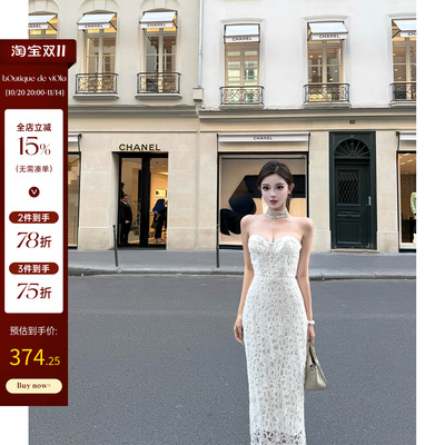 viola【秀场蕾丝】 es定制yb刺绣蕾丝私服开版抹胸连衣裙贵妇气质