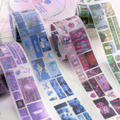 梦核轨迹PET闪砂手帐胶带ins风英文风景盐系手帐拼贴装 饰素材贴纸