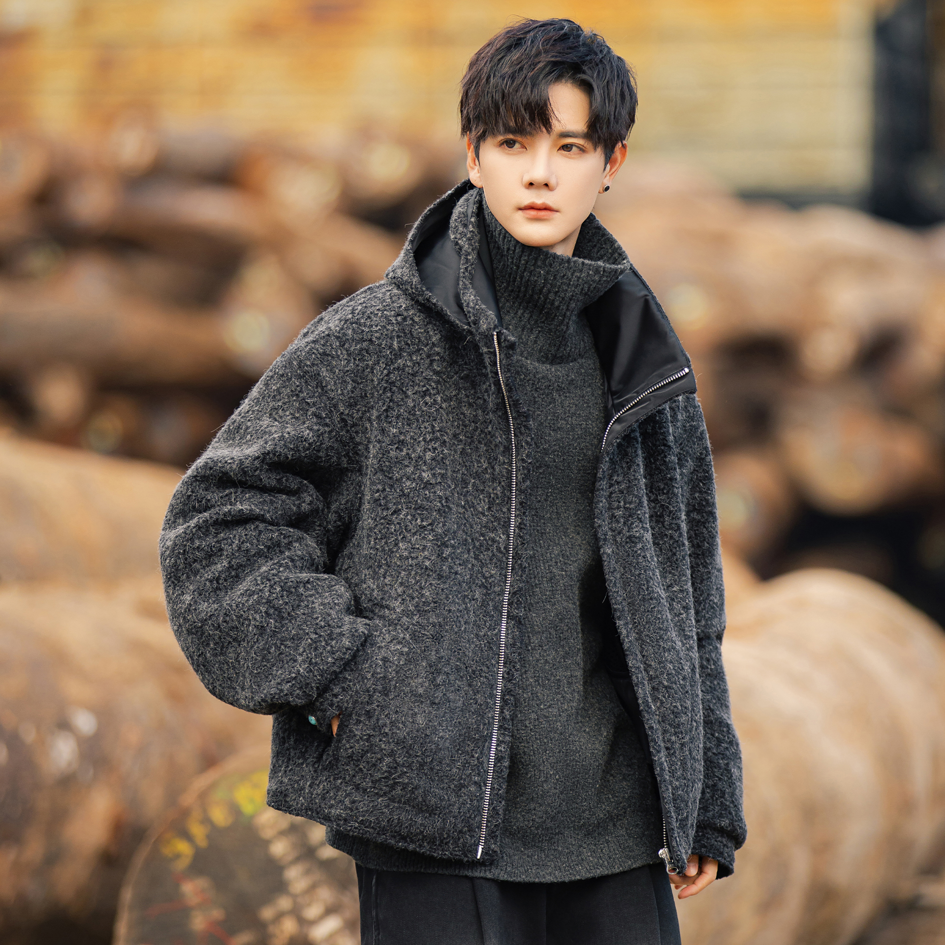 白鹅绒内胆/绵羊毛/羊驼羽绒服男