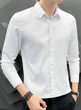 夏季长袖衬衫男士韩版潮流高级垂感百搭衬衣休闲帅气修身外套寸衫