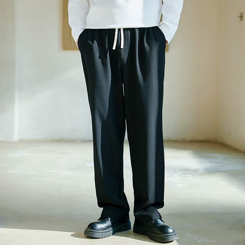 高级感西裤男春秋阔腿直筒宽松潮牌休闲长裤垂感夏季西装裤子韩版