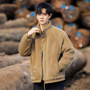 新款男士羽绒服颗粒绒休闲外套新款摇粒绒羊羔绒上衣加厚夹克男款