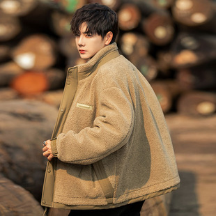 羊羔绒男士羽绒服冬季加厚摇粒绒外套25新款高级感男生颗粒绒冬装