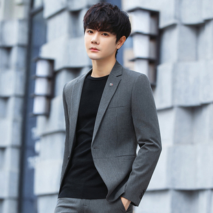 春秋季西服套装男士休闲小西装修身韩版潮流高级痞帅上衣单件外套