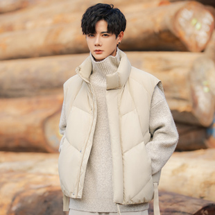 外套男 羽绒背心冬季 立领加厚羽绒马甲男士 立领白鸭绒2025柔软无袖