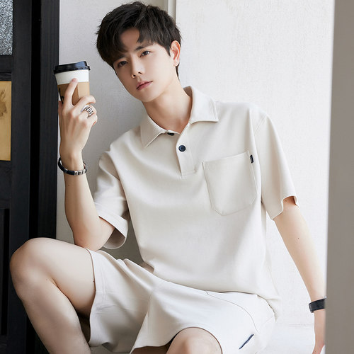 夏季Polo衫男士短袖t恤休闲套装