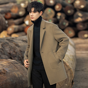 男士羊毛呢外套2025秋冬季新款高级感中长款大衣双面呢子短款风衣