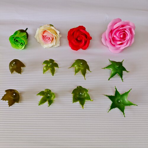 花艺材料配件塑料花托仿真花手工花丝带玫瑰用白色泡沫心带叶花杆 - 封面
