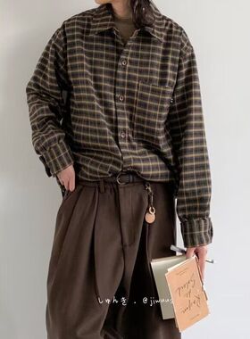 2025字母长袖衬衫日系港风ins宽松衬衣男生夏季潮流百搭休闲外套